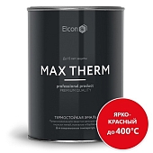 Эмаль термостойкая Elcon Max Therm антикоррозийная до 400 С RAL3020 ярко-красный 0,8 кг