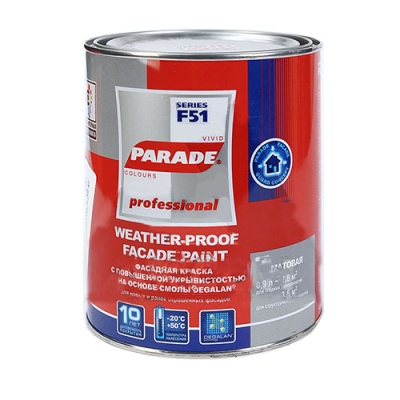 Краска фасадная PARADE F51 база С 0,9л Бесцветный