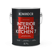 Краска интерьерная влагостойкая Komandor Interior Bath&Kitchen 7 матовый база C 2,7 л