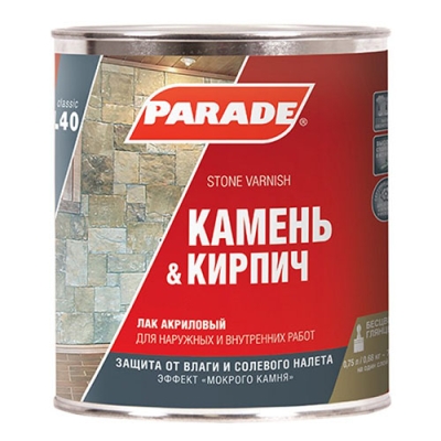 Лак для камня акриловый на растворит. L40 PARADE Глянц. 0,75л